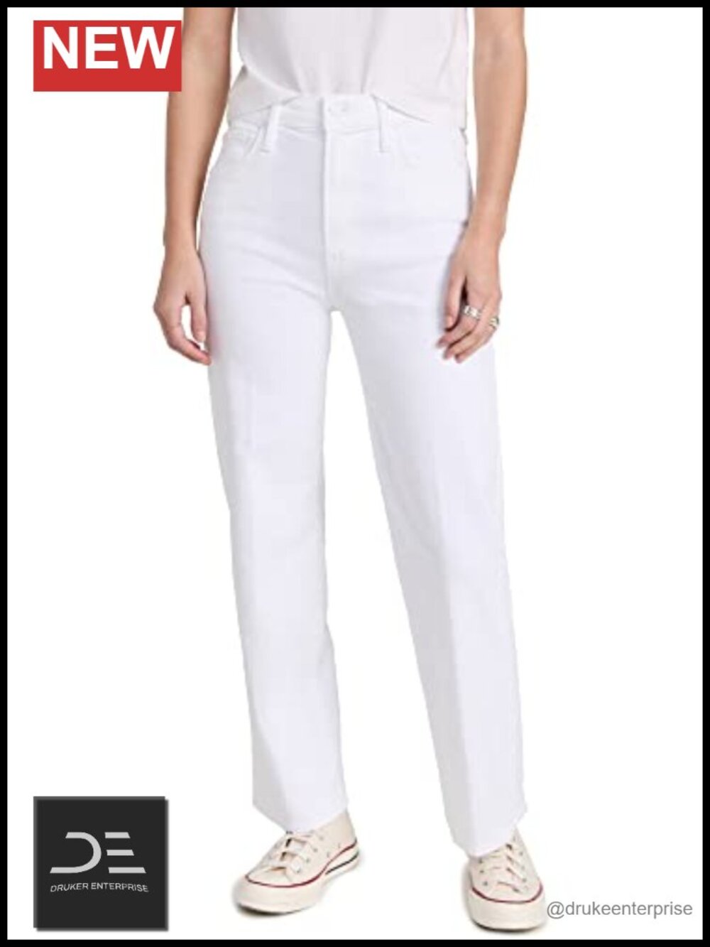 High Rise Flare Ankle Jeans Low Stretch Cotton Denim